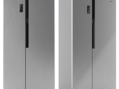 Modern Stainless Steel Double Door Refrigerator With Sleek Design For Kitchen Home Use 3d model