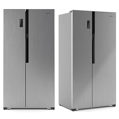 Modern Stainless Steel Double Door Refrigerator With Sleek Design For Kitchen Home Use 3d model
