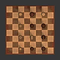 Household Wooden Chess Set with Brown White Checkerboard and Chess Pieces