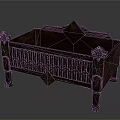 Dark Wooden Furniture Carved Bench With Intricate Details Decorative Armrests And Cushion