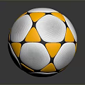 Professional Soccer Ball With White Yellow Black Geometric Pattern And Shiny Surface