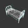 Vintage Rusted Metal Double Bed With Curved Frame And Green Mattress