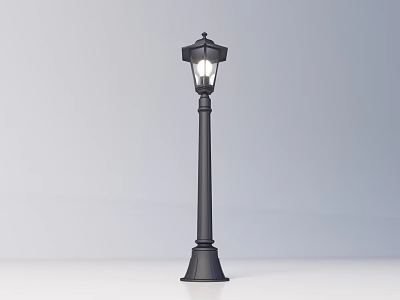 Classic Outdoor Light With Black Metal Pole And Decorative Glass Shade For Yard Lighting 3d model