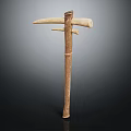 Primitive Ancient Weapon With Long Wooden Shaft And Bone Head Structure Design 3d model