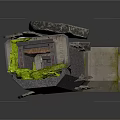 Abandoned Bunker Interior With Rusty Iron Door Green Moss And Rubble