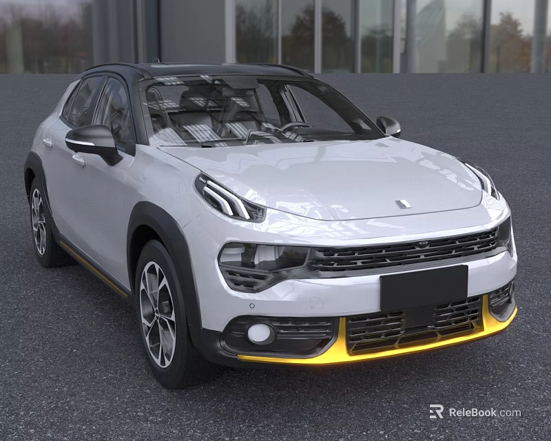 White Crossover Car With Black Roof And Yellow Front Accents Modern Design 3d model 