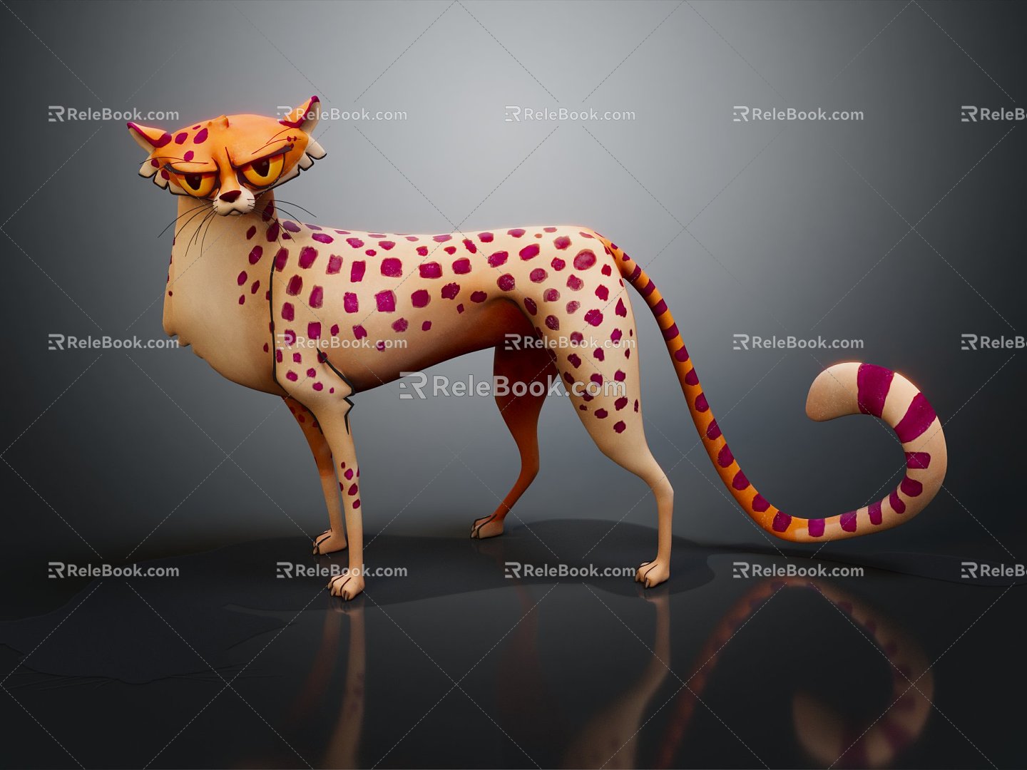 Modern Cheetah Cartoon Cheetah Pink Panther 3d model