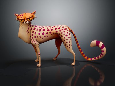 Modern Cheetah Cartoon Cheetah Pink Panther 3d model