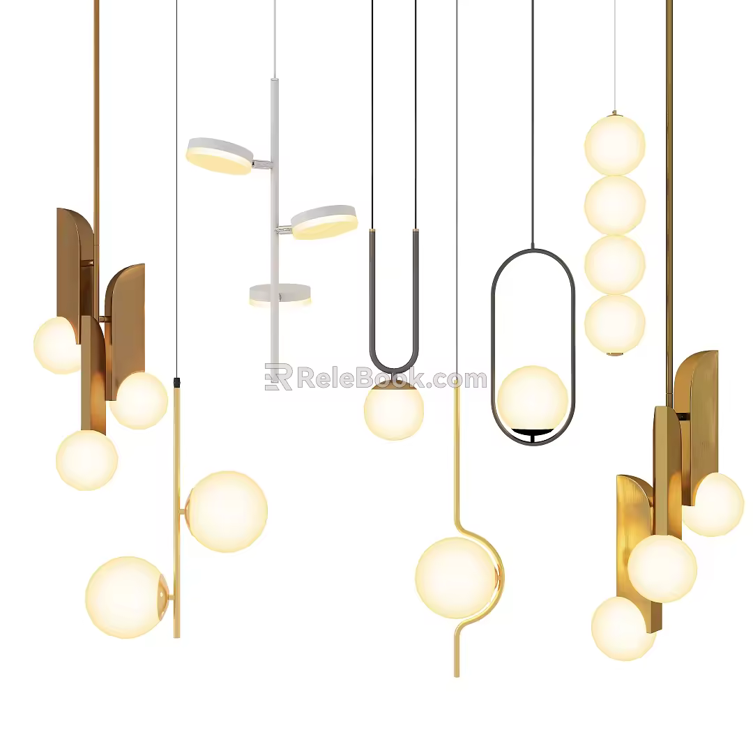 Multi-head small chandelier steam gun chandelier 3d model