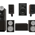 High Quality Home Audio System With Floor Standing And Bookshelf Speakers Wooden Black Finish