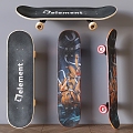 Graffiti Skateboard Combination Hip Hop Culture Skateboard Personality Skateboard Sports Equipment 3d model