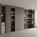 Modern Decorative Cabinet Interior With Sleek Design LED Lighting Marble Base And Open Shelves