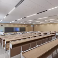 Modern School Classroom With Modern Desks Interactive Blackboard And Bright Lighting Facilities 3d model