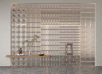 Modern glass brick glass brick partition 3d model