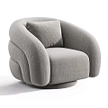 Beige Rounded Leisure Chair With Curved Armrests Plush Cushion And Color Options
