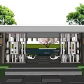 Serene Garden Landscape With Green Lawn Cherry Blossom Tree Water Pond And Paved Seating Area