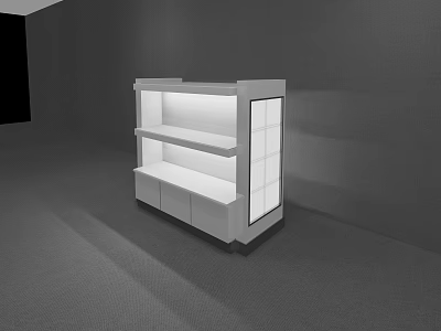 White Modern Display Shelf With Glass Door And Multiple Shelves For Indoor Use 3d model