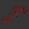 Sci Fi Spaceship Model In Gray With Multiple Modules Weapon Like Structures And Gradient Background 3d model