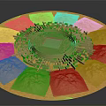 Educational Circular Children's Maze Toy With Green Center Sand Colored Base And Intricate Paths