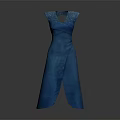 Artistic Blue Dress Sculpture With Elegant Carved Design And Flowing Form