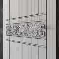 Modern White Hinged Door Featuring Decorative Carved Panel On Dark Wall 3d model