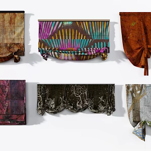 Light Luxury Imported Pattern Advanced Roman Curtain Combination 3d model