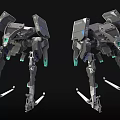 Sci Fi Mechanical Quadruped Robots With Metallic Structure And Green Luminous Parts 3d model