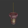 Traditional Red Hanging Lantern With Wooden Frame And Translucent Panels For Home Decor