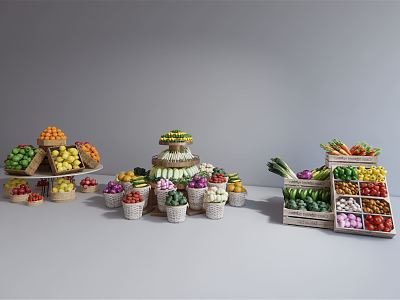 Modern pile of fruit and vegetable pile head combination model