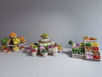 Modern pile of fruit and vegetable pile head combination 3d model