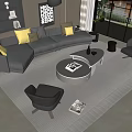Modern sofa coffee table combination 3d model
