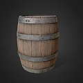 Rustic Wooden Barrel With Metal Hoops As Household Storage Item