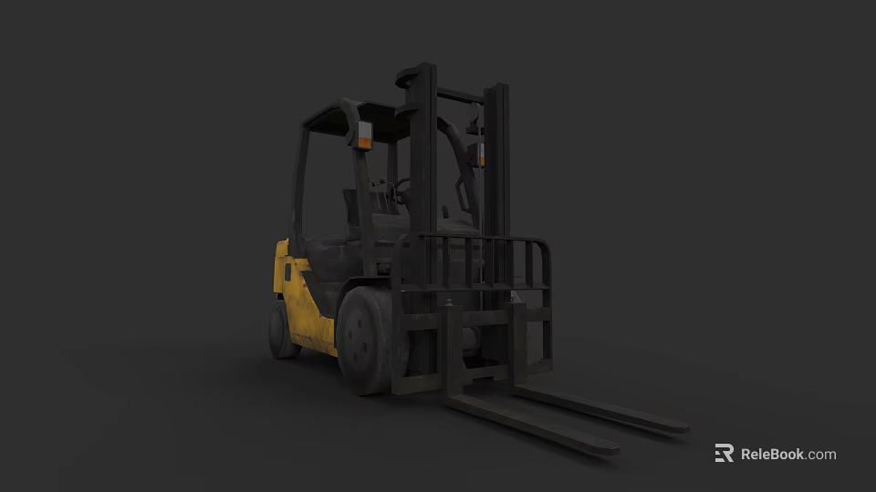 Yellow And Black Industrial Forklift For Heavy Duty Material Handling Operations 3d model 
