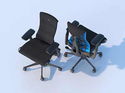 Ergonomic Black Office Chair With Adjustable Mesh Back And Rolling Base 3d model