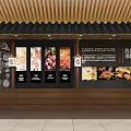 Shopping Mall BBQ Restaurant Store with Food Display Boards and Wooden Decor Elements