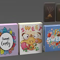 Colorful Decorative Ornament Set With Cartoon Designs Sweet Text And Candy Themed Boxes