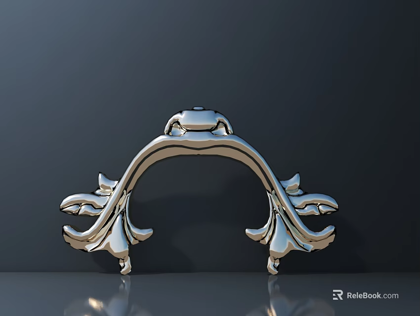 Decorative Metal Hardware Tool Furniture Accessory With Arched Design And Symmetric Patterns 3d model 