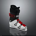 Modern Black Red White Ski Boots With Secure Straps And White Sole Design