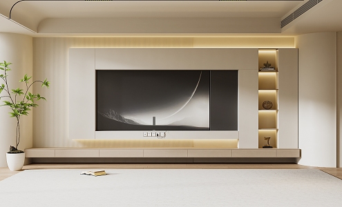 Modern TV Background Wall Cream Style TV Background Wall TV Cabinet TV 3d model