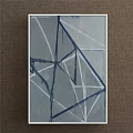 Minimalist Abstract Painting Featuring Gray Background Blue White Geometric Intersecting Lines 3d model