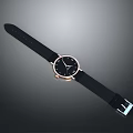 Stylish Black Leather Watch With Black Dial And Gold Accents Comfortable Strap And Metal Buckle