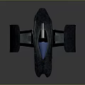 Futuristic Aircraft Design With Black Curved Wings And Blue Cockpit Lights