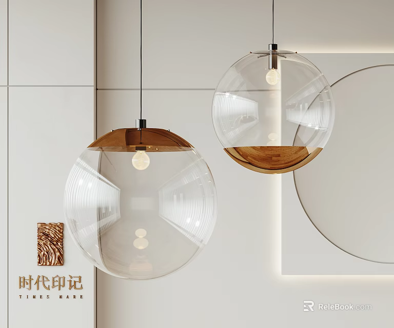 Modern Circular Transparent Glass Pendant Lights With Metallic Frame For Interior Decoration 3d model 