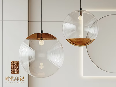 Modern Circular Transparent Glass Pendant Lights With Metallic Frame For Interior Decoration 3d model