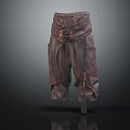 Vintage Leather Pants With Decorative Buckles Straps And Tassel Details