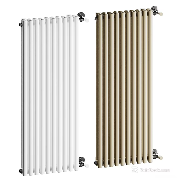 Modern Vertical Radiators in White and Beige for Home Heating Applications 3d model 