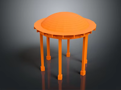 Orange Dome Pavilion Building With Support Columns And Circular Design Structure 3d model