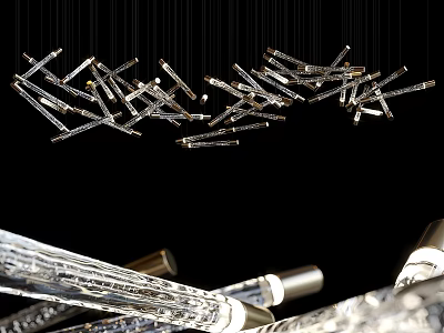 Modern Contemporary Hanging Chandelier With Sleek Metal Rods And Glass Elements For Stylish Interior Decoration 3d model