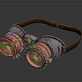 Vintage Copper Goggles With Leather Strap And Retro Round Glass Lenses