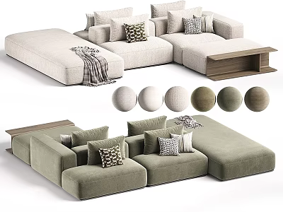 Modern Sectional Sofa With Decorative Pillows Throw Blanket And Multiple Fabric Color Options 3d model